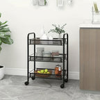 Estante de Cocina Multifuncional de Metal de Tres/Cuatro Niveles con Ruedas, Estante de Almacenamiento de Alta Resistencia, Adecuado para Garaje y Cocina, Gran Capacidad, Fácil de Montar, Estante y Gabinete de Cocina, Estante Práctico, Ideal para Cocina y