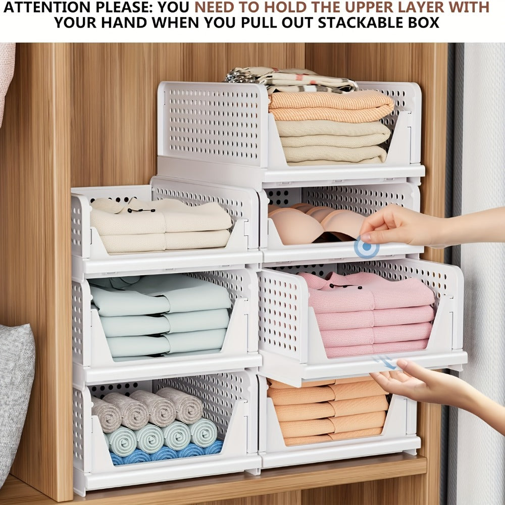 4 Cestas de Almacenamiento de Ropa Plegables, Organizadores de Cajones de Plástico para Cocina, Baño y Armarios de Oficina - La Opción Perfecta para el Día del Trabajo. Cesto de Lavandería, un Organizador de Armario Multifuncional, una Solución que Ahorra