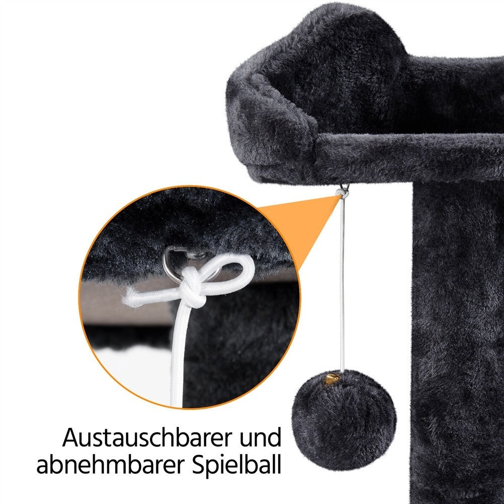 Costoffs Poste para Rascar de Gatos de 138 cm, Árbol Resistente con Pelota de Juego y Cueva para Gatos, Torre de Rascado y Escalada para Gatos, Casa para Gatos