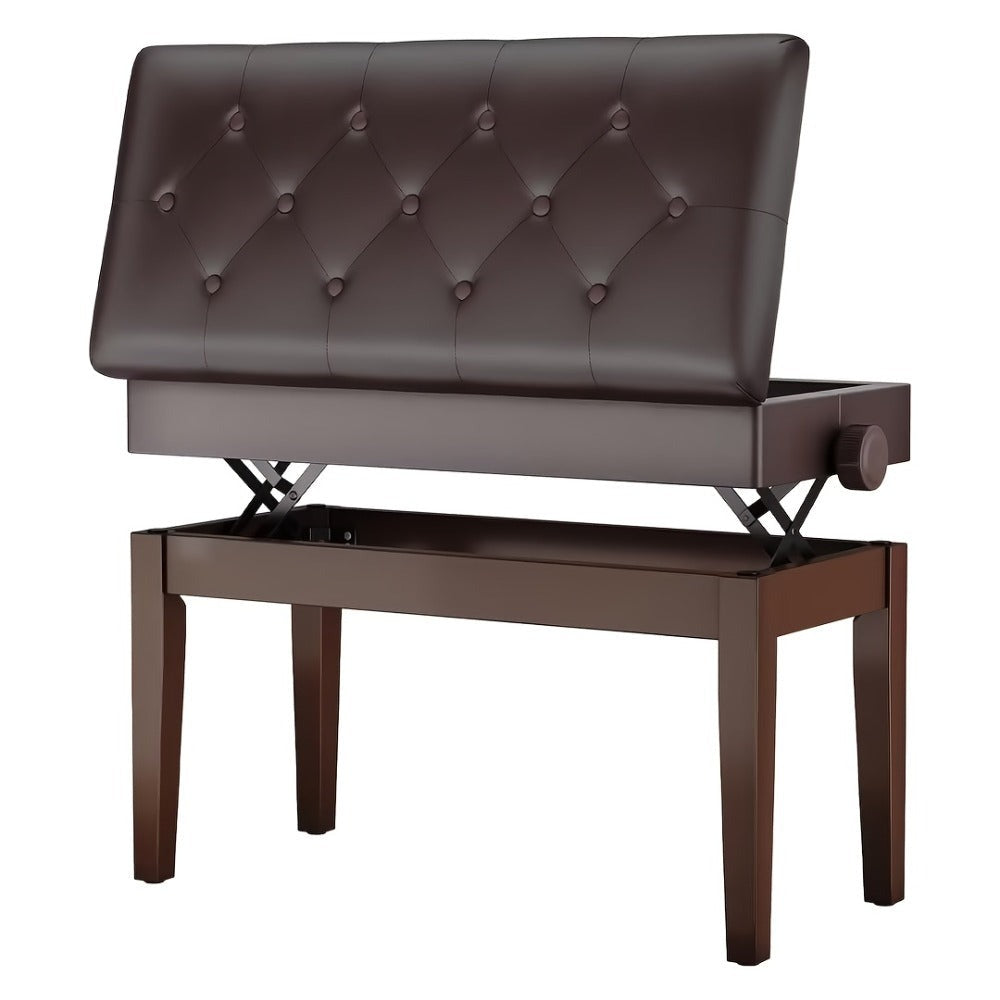 Taburete de Piano Ajustable en Altura 72X33X48-58Cm, Banco de Piano con Espacio de Almacenamiento, Banco de Piano con Cojín de Cuero PU, Silla de Piano Banco de Teclado Capacidad de Carga hasta 200KG, con 4 Patas