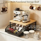 1 Estante de Almacenamiento Multifuncional de 2 Niveles con Diseño Extraíble, Gran Capacidad, Fácil Acceso, Alta Capacidad de Carga, Ideal para Colocar Cafeteras, Almacenar Granos de Café, Cápsulas de Café, etc