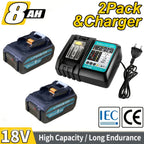 Paquete de 1/2/4/6/8 Batería BL1850B de 8.0Ah + Cargador DC18RC de 3A para baterías Makita de 18V 14.4V-18V BL1850 BL1830 BL1860 BL1840 y cargador DC18RD DC18RC DC18SF DC18RCT DC18RF, solo cargador o solo batería