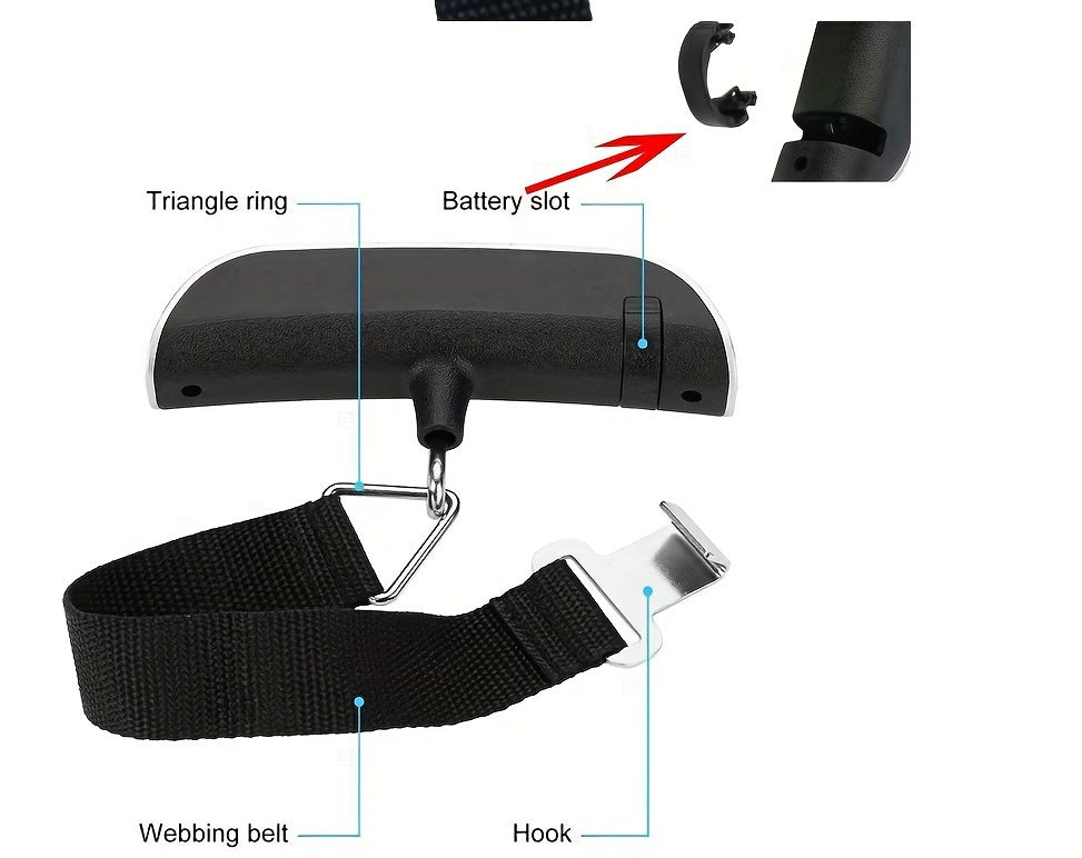 Báscula para equipaje, báscula electrónica, báscula portátil, báscula de gancho, báscula para paquetes, mini báscula colgante de 50 kg, báscula de resorte portátil, báscula de pesca - Batería no incluida