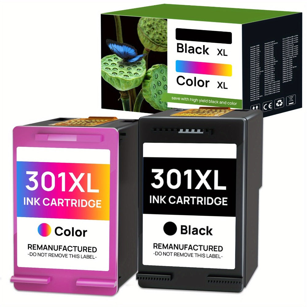 Reemplazo de cartucho de tinta 301XL negro y de tres colores para HP 301XL Funciona con HP DeskJet 1000 1050 1055 1056 1510 1513 1517 2000 2050 2510 2540 OfficeJet 2620 2622 Envy 4500 4502 5530 5532 Impresora, paquete de 2