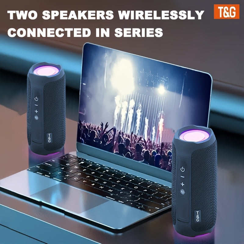 Altavoz Bluetooth | Altavoz Inalámbrico Portátil T&G TG227, IPX4, con Luz LED, Conexión Estéreo TWS, Compatible con Música USB/TF/FM Radio