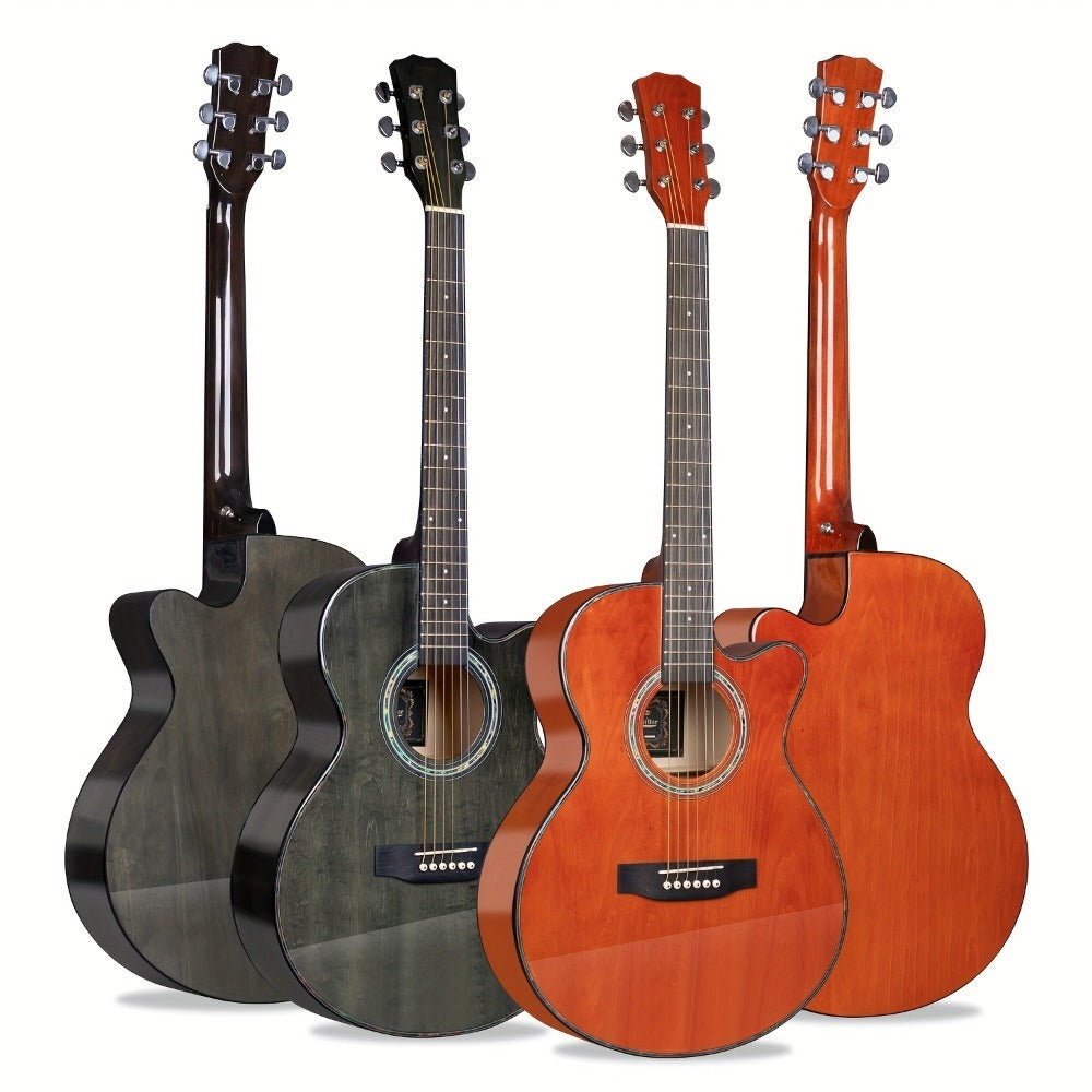Guitarra Folk Brillante de 40 Pulgadas, Ideal para Novatos, Adultos Principiantes, una Herramienta de Práctica y una Guitarra Acústica Fácil de Usar para Estudiantes
