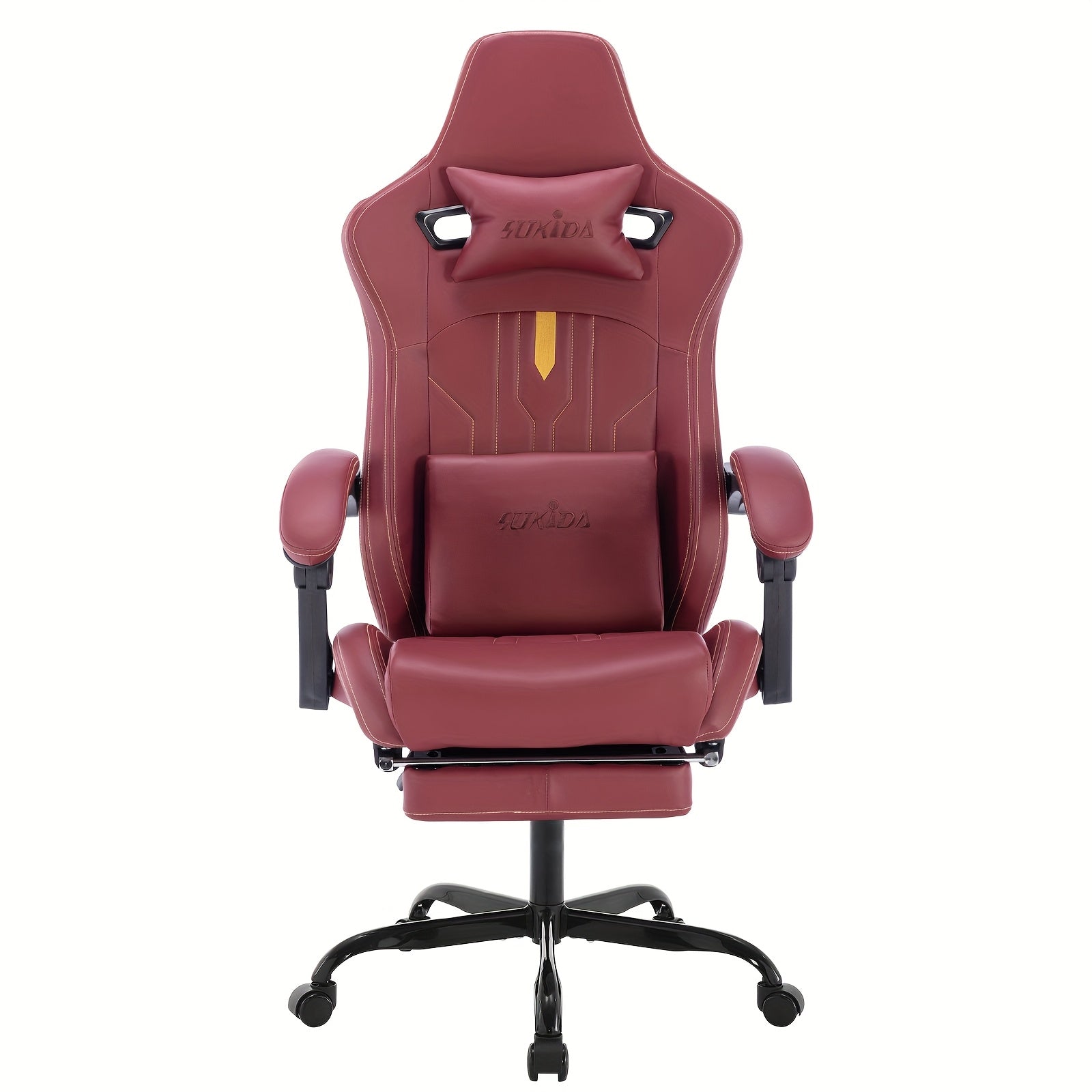 Silla de Juego y Oficina, Silla de Computadora con Reposapiés, Reposacabezas y Soporte Lumbar, Silla Ergonómica, Silla Giratoria y Ajustable en Altura, Opciones en Gris, Beige, , Marrón y Verde