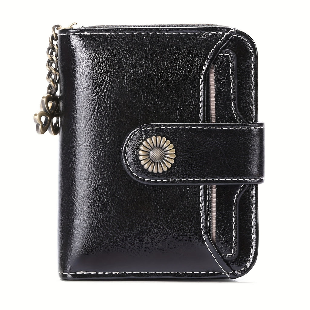 Billetera para mujer, protección RFID, billetera pequeña, multi-compartimento, bolso, monedero para mujer, billetera de cuero para mujer