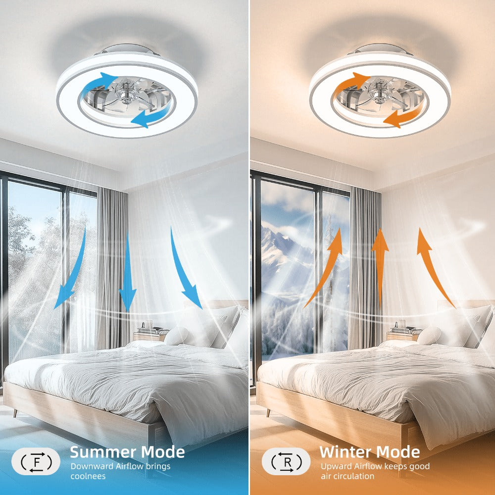 Ventilador de techo con luz de 41.5 cm, ventiladores de techo silenciosos de 25 W, regulable 3000K-6500K-RGB, 6 velocidades de viento con control remoto, temporizador, memoria de luz, ventilador reversible
