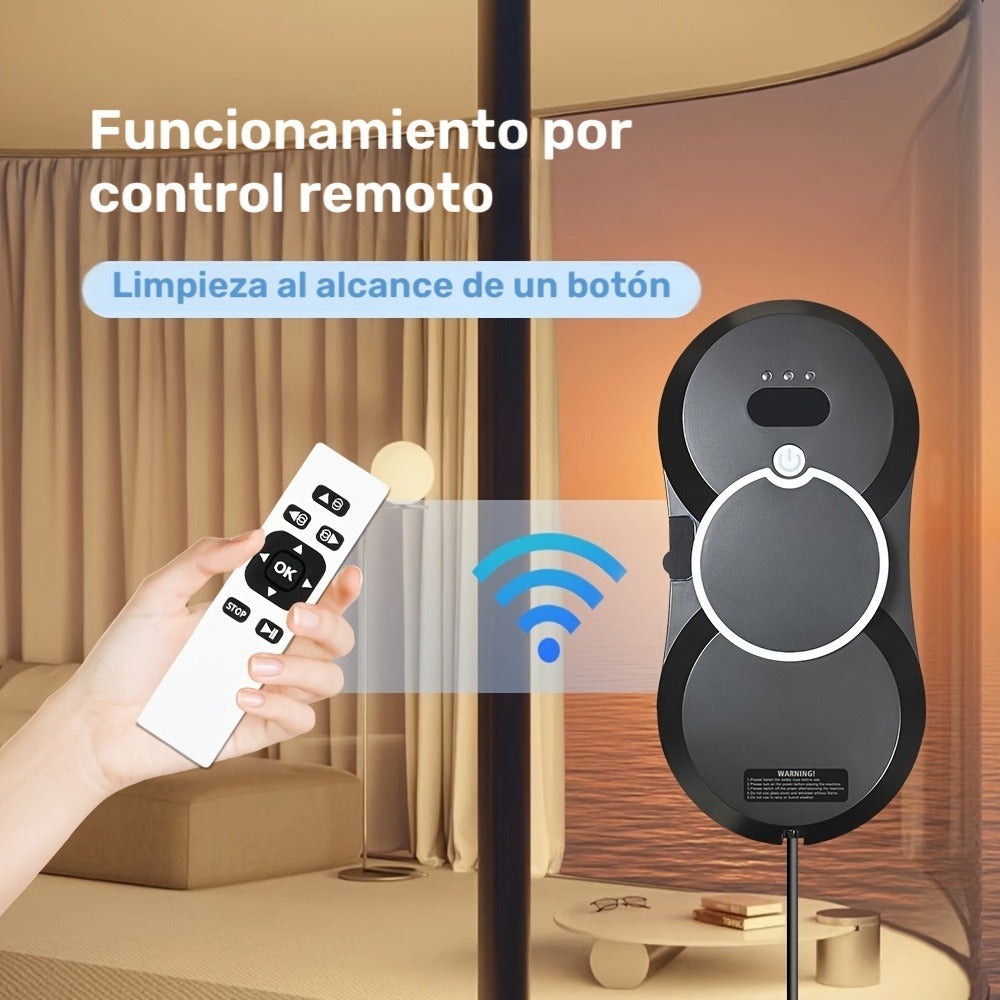 Puruikai 10 Nuevo Producto Navideño Almacenamiento Local Robot de Limpieza de Ventanas Inteligente, Disponible en Blanco y Negro, Robot de Limpieza de Ventanas con Spray Automático y Control Remoto, Potente Succión con Seguridad Anticaída, Ahorra Tiempo y