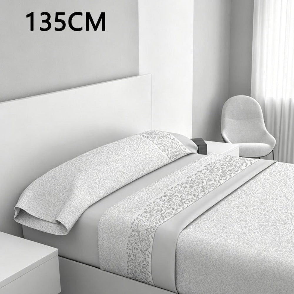Juego de cama de 3 piezas con estampado de verano | Sábana bajera, colcha, funda de almohada | Estampado sencillo de hojas coloridas | Tela suave | 90 cm - Varios tamaños disponibles - Rosa