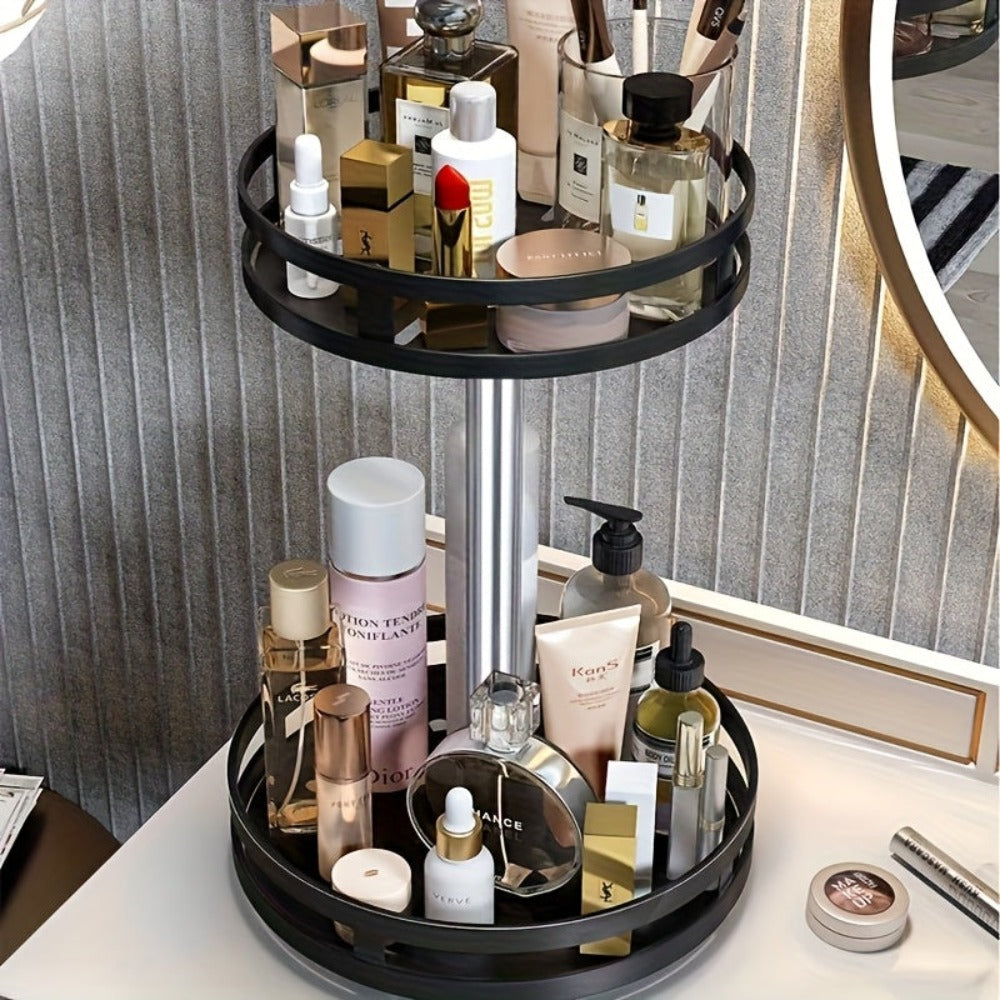 Organizador de Cocina Giratorio 360 Grados - Estante Metálico para Especias con Contenedores de Almacenamiento para Condimentos, Aceites y Vinagre - Opciones de Doble/Triple Capa