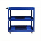 Almacenamiento de herramientas, carrito de garaje resistente, taller, estante de ruedas de 3 niveles, azul, estantes utilitarios
