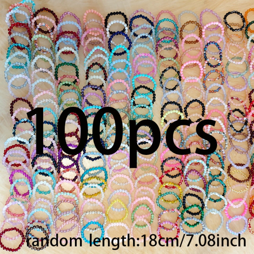 Juego de 100 pulseras elásticas unisex de imitación de piedra natural y cristal, colores surtidos, decoración con diseño de cuentas hecho a mano