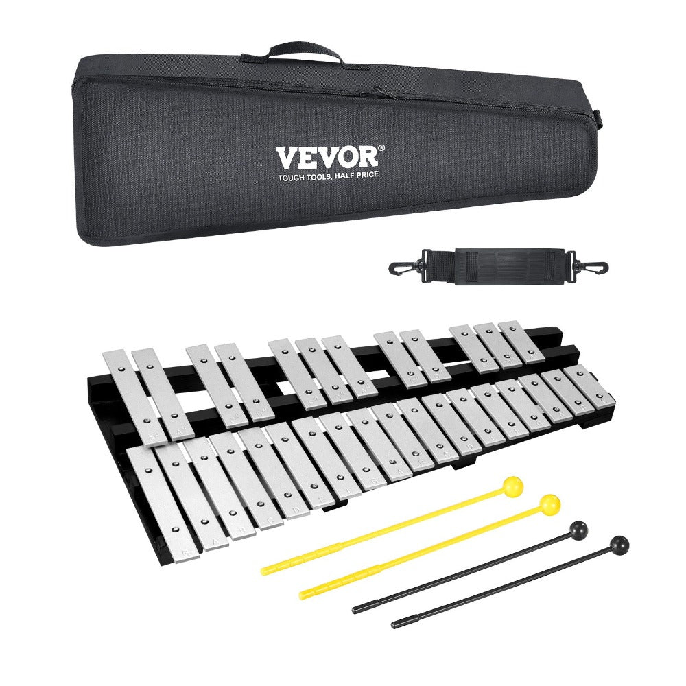 VEVOR 30 Notas Glockenspiel Xilófono Kit de Campanas, Instrumento de Percusión con Mazos, Baquetas y Bolso de Transporte, Set de Instrumento de Percusión Xilófono Glockenspiel Profesional