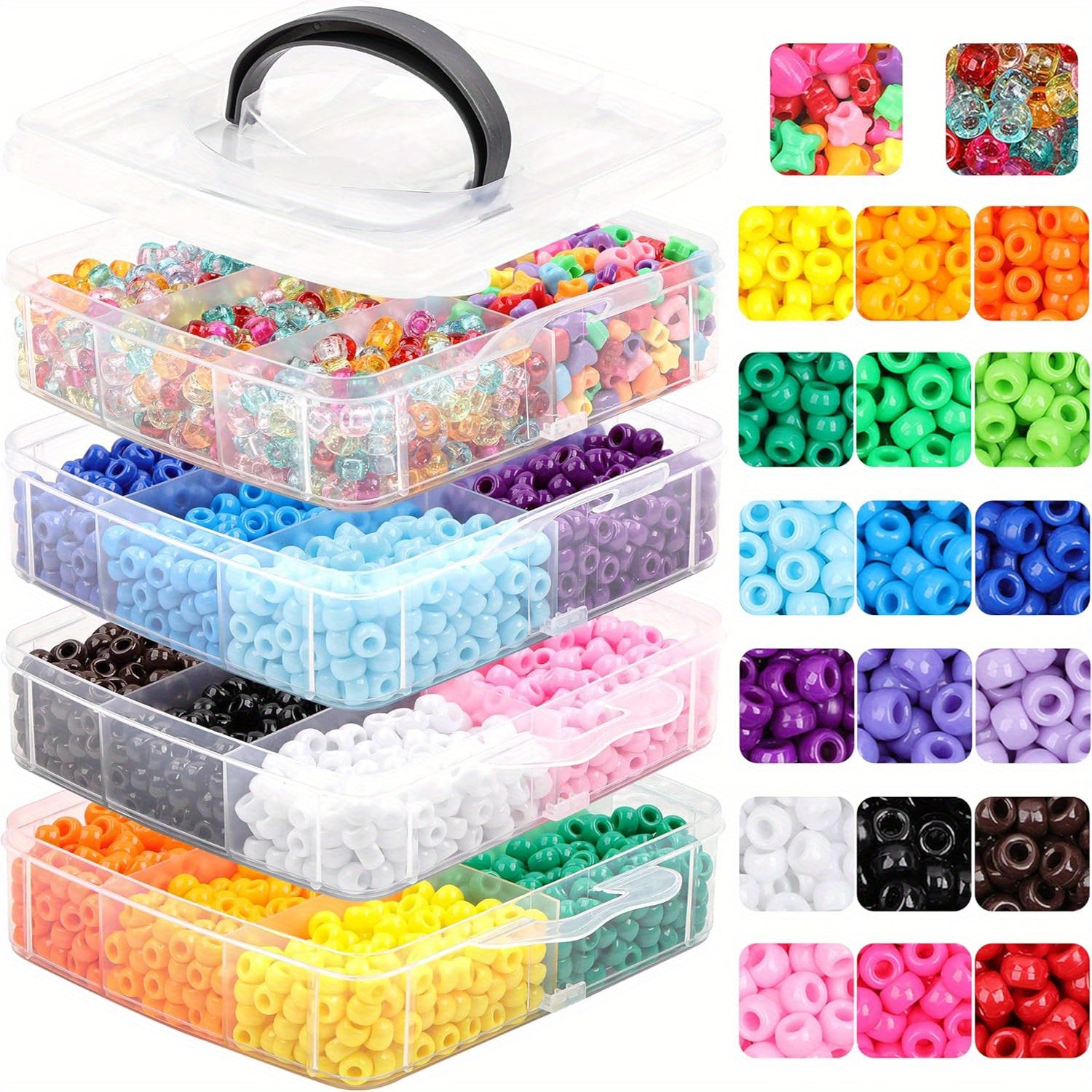Colección de Cuentas de Herencia de 4800 piezas: Cuentas Pony Lustradas de 6X9Mm en 36 Tonos de Color Artesanal, Kit Premium para Hacer Joyas, Cuentas Pony de 6X9Mm en 36 Tonos Vintage, Kit de Diseño de Joyas, Almacenamiento de Cuentas, Fabricación de Cue