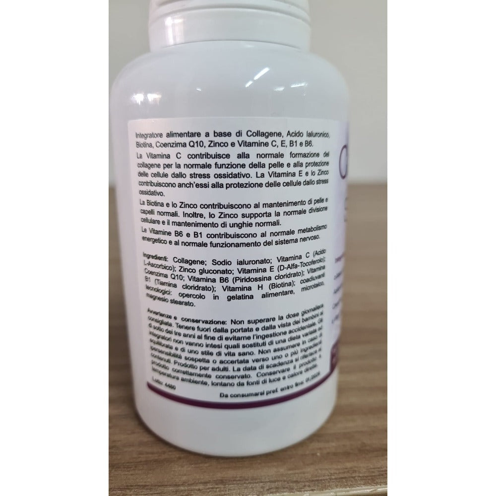 Suplemento de colágeno y ácido hialurónico con coenzima Q10 y biotina - 180 cápsulas - Producto natural - Hecho en Italia - Envío rápido desde almacén local