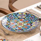 Juego de 6 platos llanos de cena SIMI estilo bohemio de porcelana, juego de platos de desayuno aptos para lavavajillas y microondas