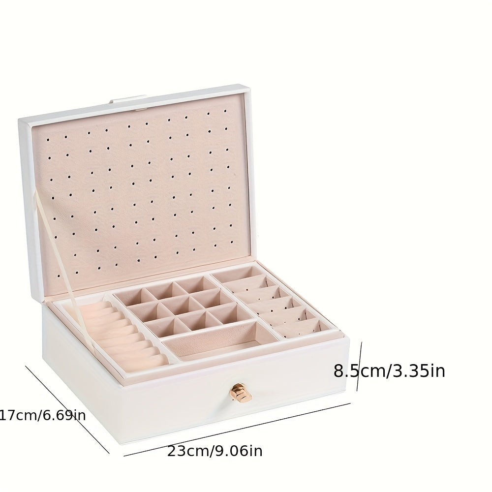 Organizador de Joyería de Lujo con Múltiples Niveles y Amplio Espacio para Collares, Aretes, Pendientes, Brazalete y Más, Fabricado en Cuero Sintético