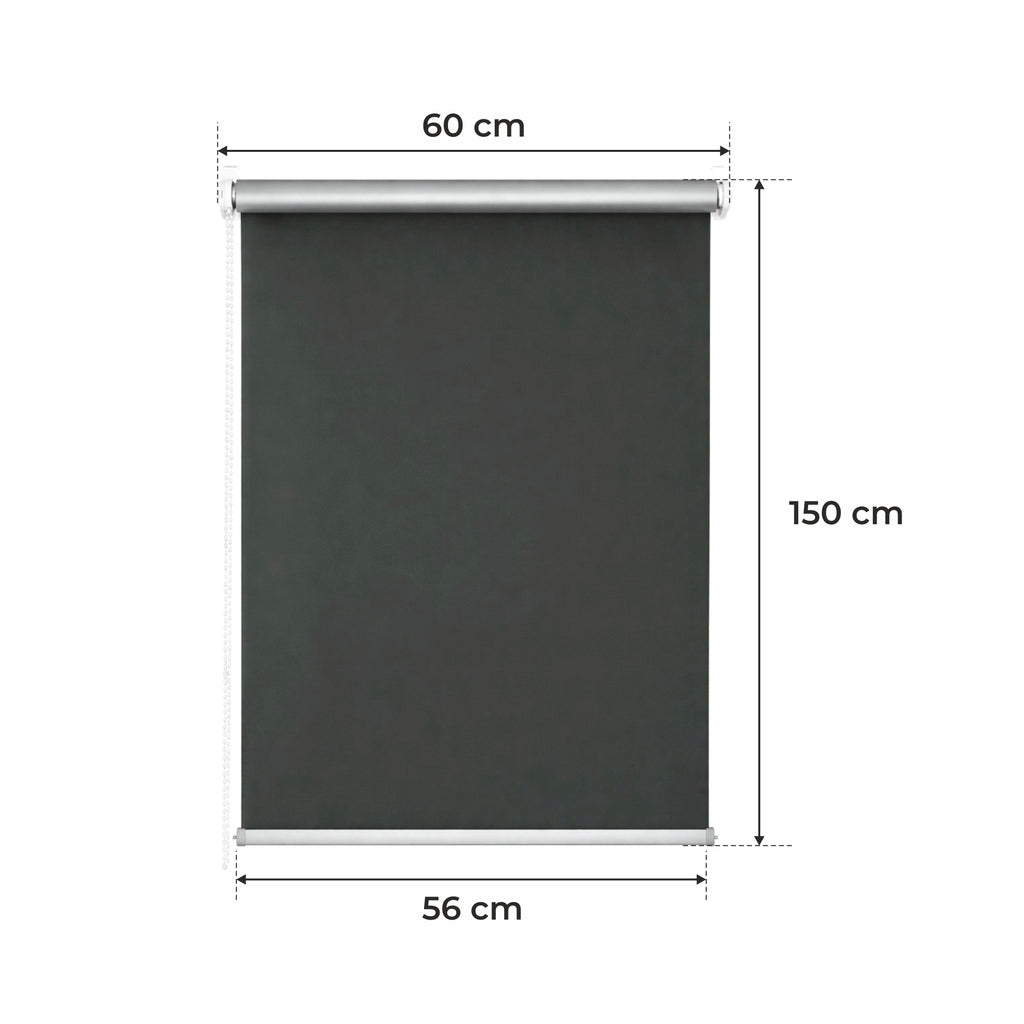 Persiana Térmica Enrollable • Grafito • 32 Tamaños • BOJANEK TERMO • Soportes Ajustables • Instalación en Ventana Sin Taladro • Mecanismo de Cadena • Protección Solar y Térmica • Ideal para Sala, Dormitorio, Cocina, Oficina • Persiana Térmica Blanca Día y