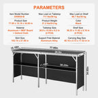 VEVOR Mesa Podio Portátil para Ferias, 77.95" x 15.16" x 34.65", Soporte de Exhibición para Mostrador de Ferias con Pared, Mesa Podio Plegable para Promociones y Ventas Minoristas con Estante de Almacenamiento y Bolsa de Transporte