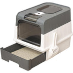 Caja de Arena para Gatos Espaciosa con Tapa Arenero - A Prueba de Fugas, Diseño Plegable, Soporta hasta 14.97 KG, Incluye Pala, Sin Rastro para Limpieza Fácil, Construcción Duradera de ABS/PE/Silicona, Forma Rectangular, Caixa de Arena para Gatos Extra Gr