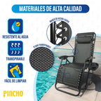 Tumbona Jardin Exterior Plegable Gravedad Cero - Pack 2 Sillas Reclinables o Hamacas para Playa, Terraza y Camping con Portavasos, Ligeras y Cómodas