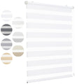 Persianas enrollables | Sekey Persiana de Doble Rodillo Sin Perforaciones, Montaje con Clip, Doble Cortina de Rodillo para Ventanas, Control de