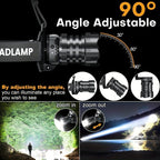1/2pcs Linterna Frontal LED Recargable, 5 Modos de Iluminación con Luces de Advertencia de Luz Roja, Linterna Frontal Ajustable y Zoomable de 90° para Correr, Linterna Frontal de Caza Súper Brillante para Camping, Senderismo, Pesca, Running, Reparación de
