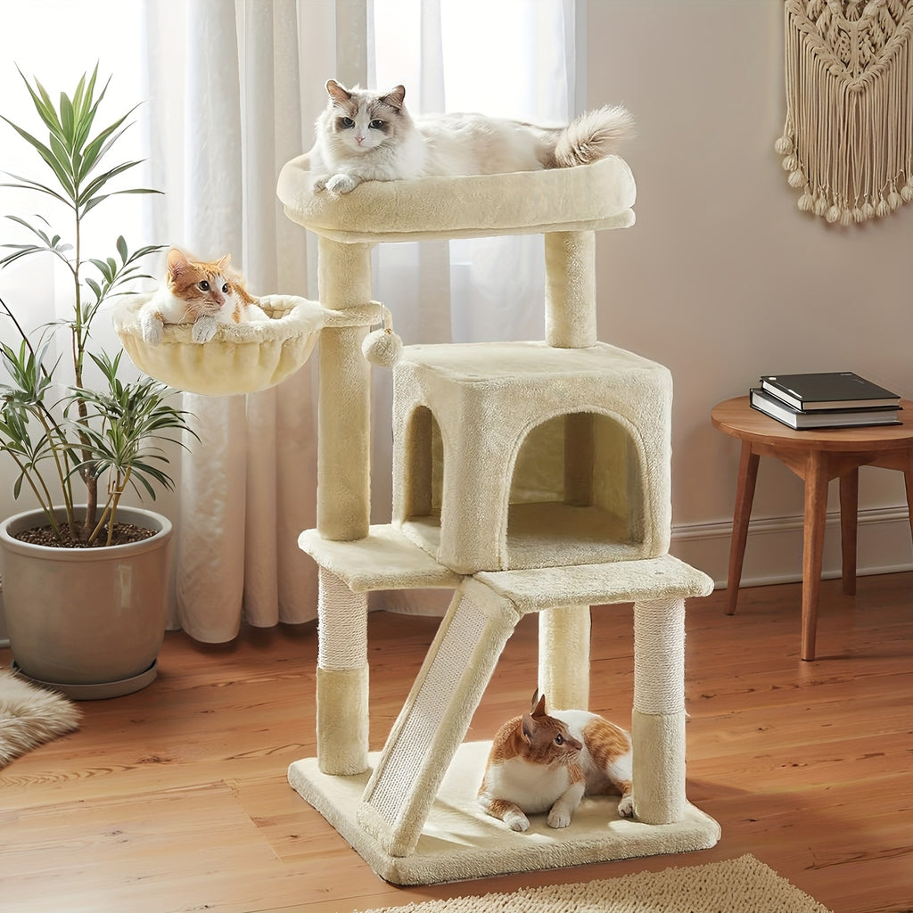 Rascador para gatos | Torre Pequeña para Gatos Feandrea - Diseño Multinivel con Perchas Ampliadas, Postes Rascadores, Rampas y Plataformas