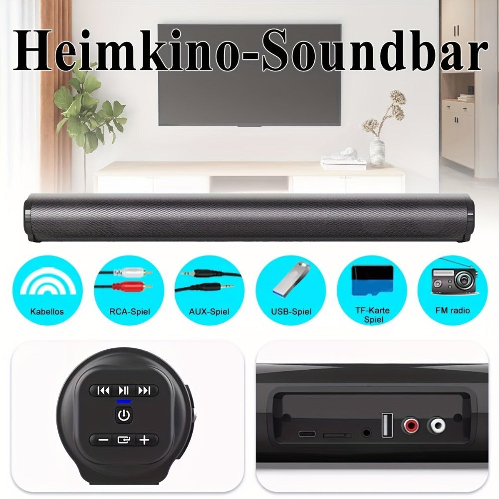 Lange BS-10 Barra de Sonido Inalámbrica con Conexión Inalámbrica, Tipo-C y Operación - Altavoz Compacto para TV, Ideal para Cine, Smartphones, Tabletas, PCs y Dispositivos de Streaming