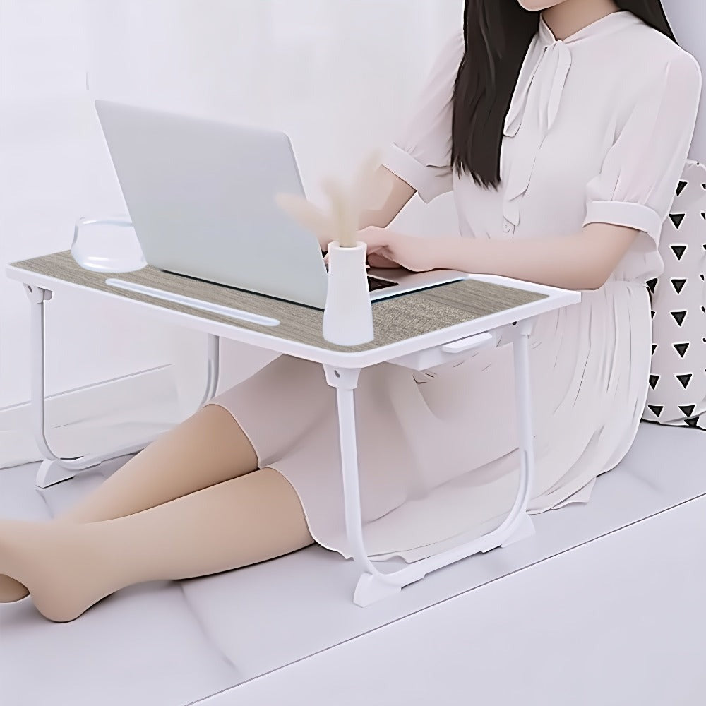 Escritorio para Laptop, Mesa de Cama para Laptop con Patas Plegables y Ranura para Taza, Soporte de Lectura para Portátil, Bandeja de Cama para Laptop para Cama Sofá Desayuno Trabajo Estudio Lectura, Soporte para Laptop para Cama, Mesa de Cama para Laptop