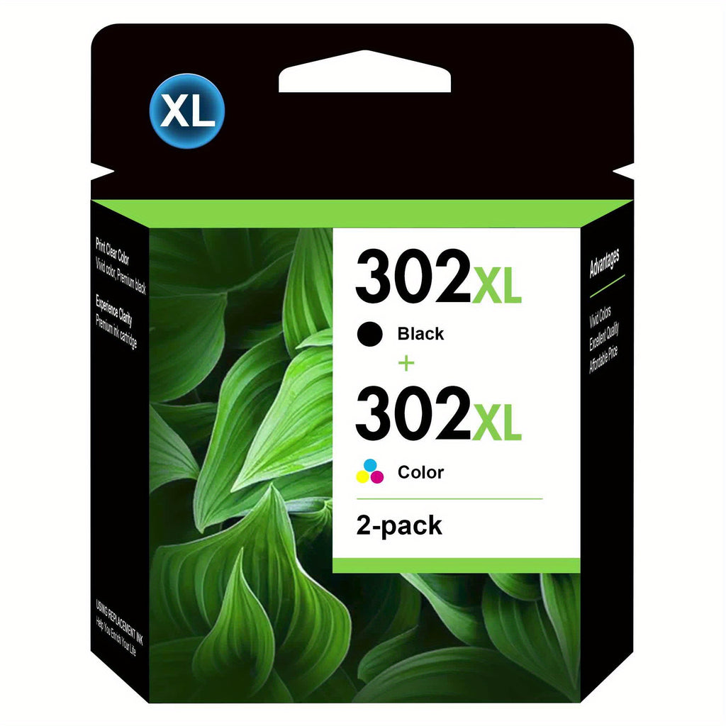 Cartucho de tinta | Paquete combinado de 2 cartuchos de tinta remanufacturados de alto rendimiento HP 302XL (Negro y Color) - Compatible con HP