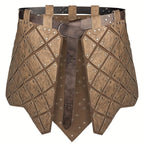 Armadura Medieval de Cuero Sintético para Muslo y Cintura con Cinturón - Protector de Falda Medieval de Doble Cara para LARP Combat, Ferias Renacentistas - Disfraz de  y Mercenario para Halloween, Navidad, Mardi Gras - Duradero y Fácil de Cuidar (no lavab