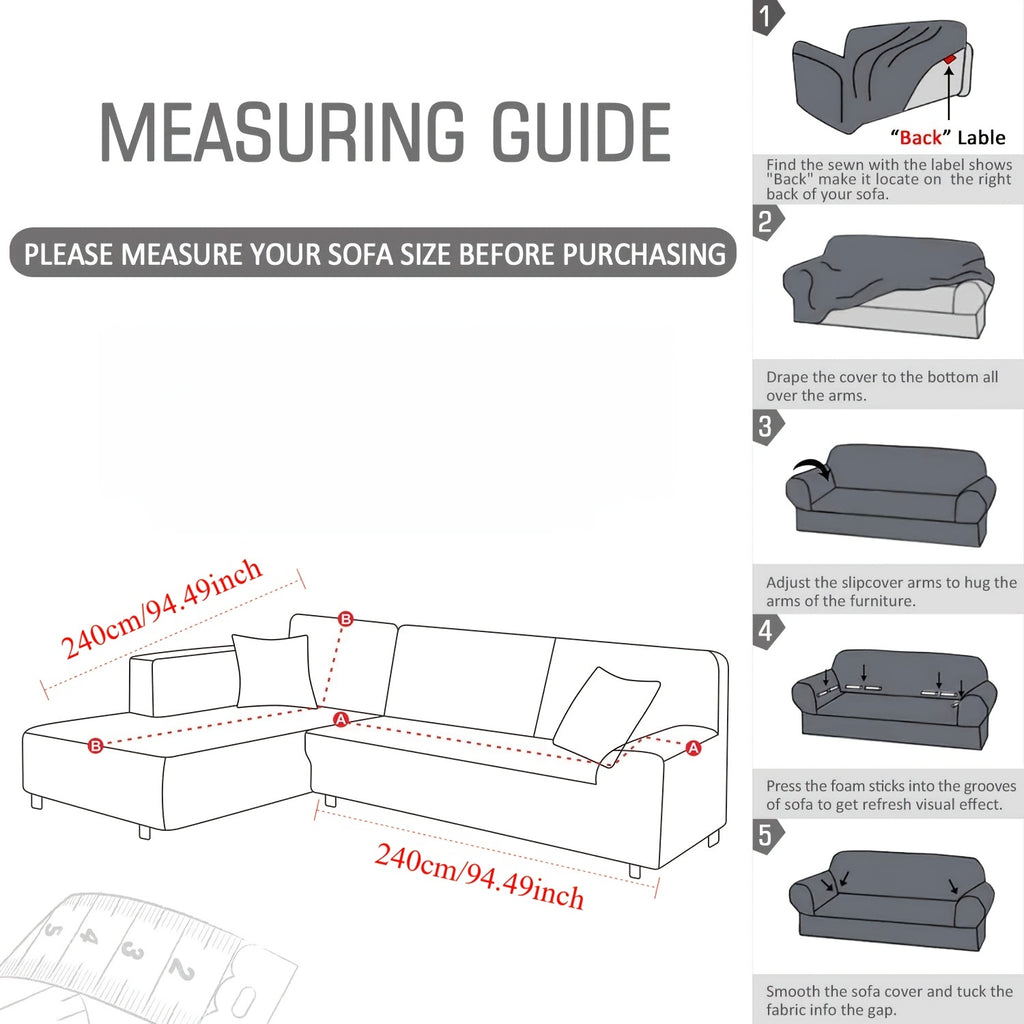 Juego de funda de sofá de felpa lujosa para sofá en forma de L (3 plazas 2 piezas) - Suave, lisa y agradable para la piel - Mejora perfecta para la decoración de la sala de estar de Navidad