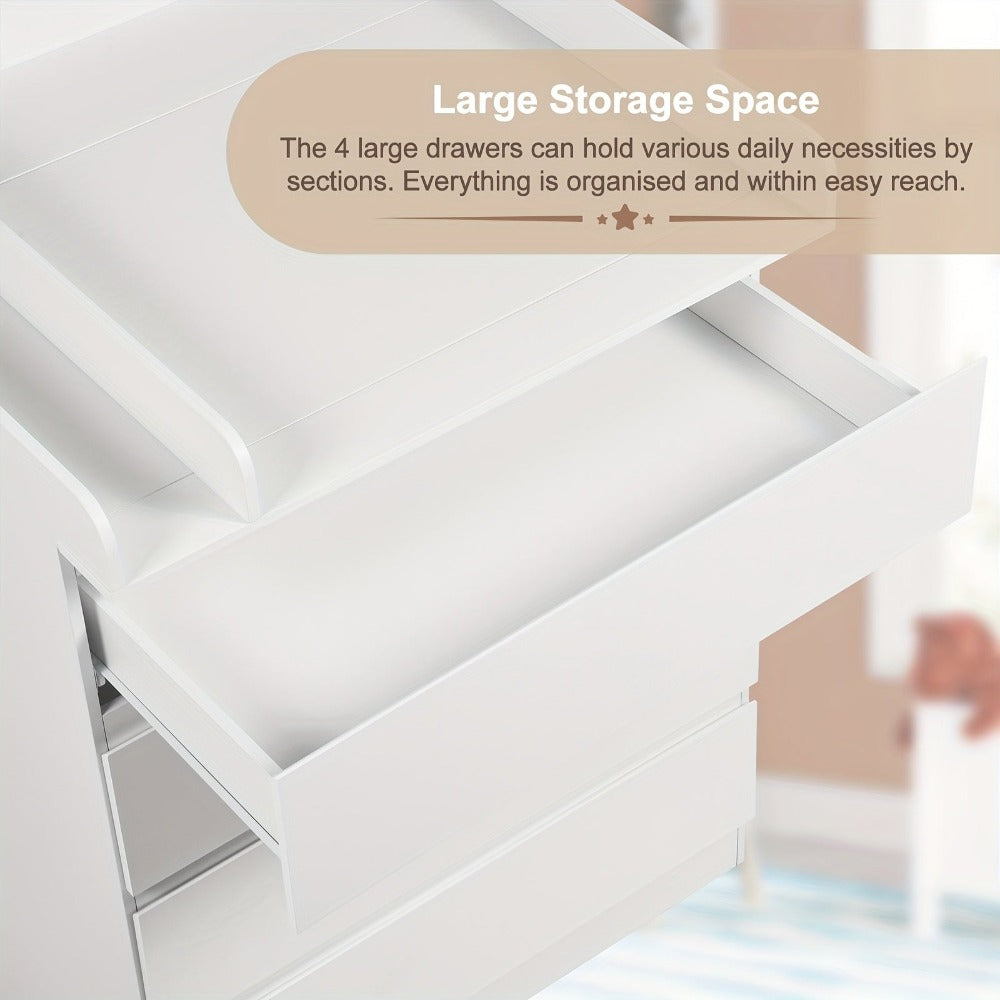 1 unidad de cajones de almacenamiento con 4 cajones grandes, puede usarse como organizador, cómoda, mueble para el hogar, con estantes extraíbles, puede ser mesa de noche, dormitorio, sala de estar, baño, blanco, 110x80x75 cm, decoración de Pascua, Regalo