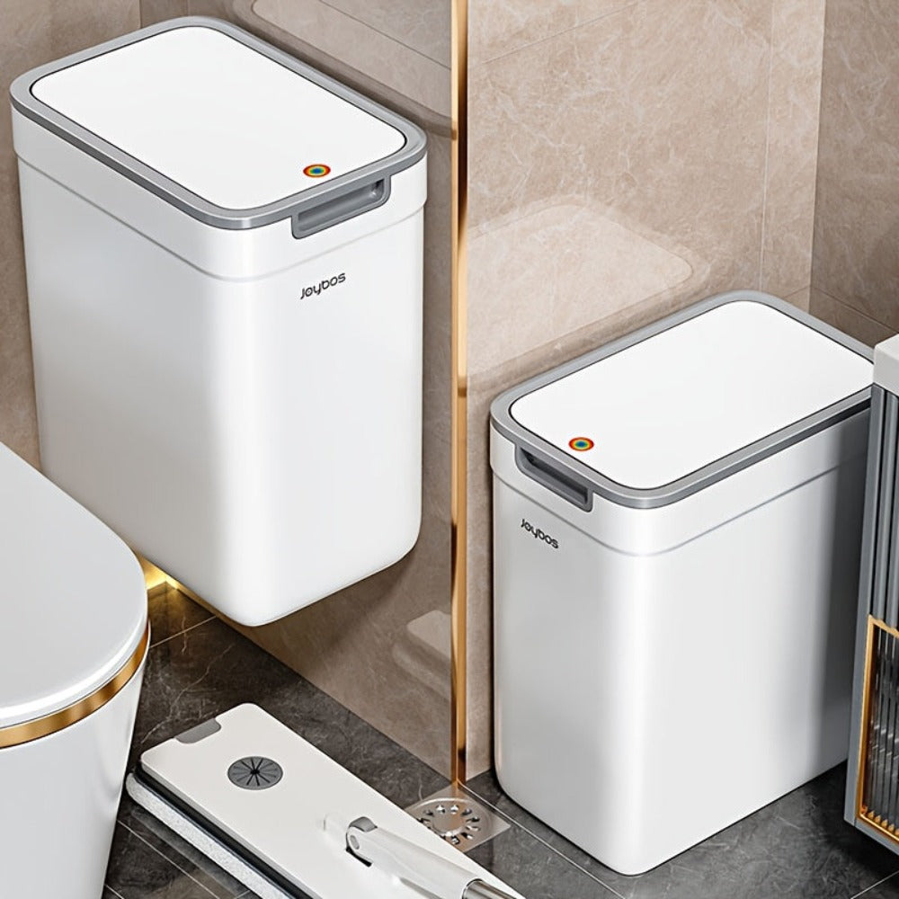 Joybos Cubo de Basura para Baño Montado en la Pared 9L con Tapa - Diseño Ahorrador de Espacio y Sellante contra Olores, Fácil Instalación sin Necesidad de Electricidad