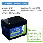 Batería de Litio Hierro Fosfato 12V 100Ah, 8000+ Ciclos Profundos y Más de 12 Años de Vida Útil, Batería de Alta Capacidad 1280WH para Campistas, Viajeros, Autocaravanas, Furgonetas Camper, Barcos Marinos, Yates, Almacenamiento de Energía Doméstica, Vida