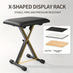 Juego de 1 taburete de hierro para piano electrónico, plegable, de altura ajustable, en forma de X, para una persona, silla para guitarra, taburete plegable de altura ajustable en forma de X para piano