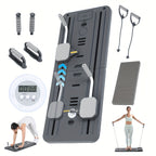 Tabla de Pilates Yoga Plegable | Set de Gimnasio Multifuncional para el Hogar con Temporizador, 2 Manijas de Resistencia, 2 Cuerdas de Tensión, Barra de Flexiones y Plataforma de Equilibrio | Entrenamiento de Core y Fuerza para Mujeres y Principiantes, En