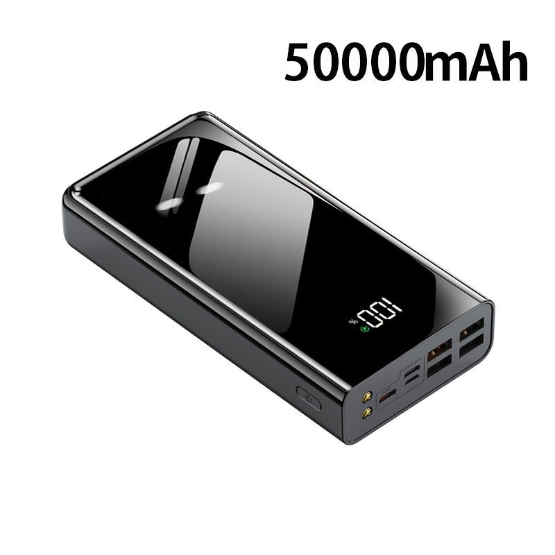 Batería Externa de Alta Capacidad de 50000Mah con Carga Rápida y Indicador LED de Energía, 4 Puertos USB, Puertos Tipo-C, Fuente de Alimentación Portátil de Emergencia para Uso en Exteriores, Batería de Respaldo, Compatible con Carga de Dispositivos iPhon