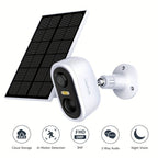 Cámara de seguridad inalámbrica con panel solar para exteriores LaxiHub, visión nocturna FHD de 3MP, foco, batería sin cables de 5200mAh, detección humana PIR, audio bidireccional, almacenamiento en tarjeta SD/nube, cámara de visión nocturna a color, cáma