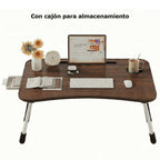 Mesa plegable multifunción para cama y sofá con portavasos, 60×40×28 cm, mesa auxiliar con atril para leer en la cama, bandeja multifunción para ordenador, libros, trabajo y estudio en casa (con cajón / sin cajón)