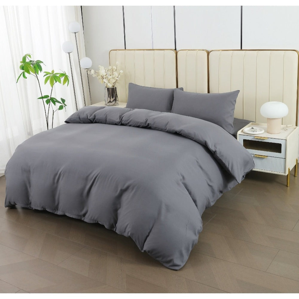 Juego de cama 4 piezas con funda elástica, (Funda de Edredón + Funda Protectora de Colchón + 1/2 Fundas de Almohada), Juego de Funda de Edredón 3-4 Piezas Estilo Nórdico de Color Sólido/Estampado, Ajustable para Camas de 90/105/135/150/180 cm, Regalo Navi