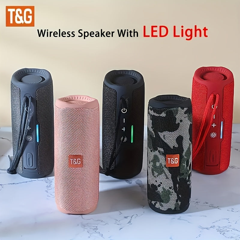 Altavoz Bluetooth | Altavoz sin varillas T&G TG365 con luz LED, altavoz sin varillas portátil, IPX4, micrófono incorporado, compatible con cable