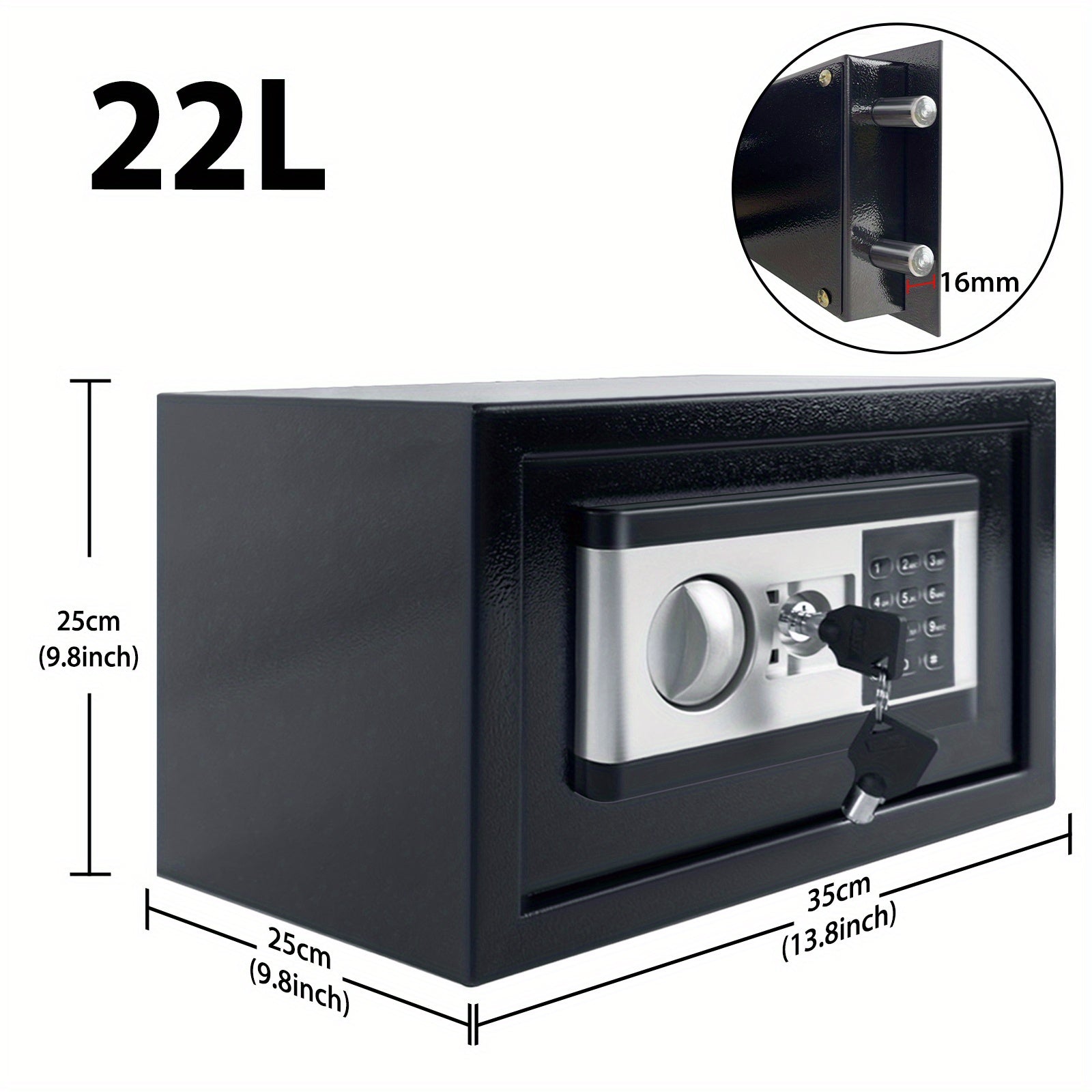 Caja Fuerte para Muebles con Gabinete de Acero, Incluye Cerradura y Llaves, con Puerta de Acero Colgante, Caja Fuerte de Pared para Seguridad