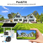 2 cámaras de seguridad solares de 8MP, 2.4Ghz Wifi, monitoreo de seguridad de alta definición, lente dual, rotación automática, movimiento, detección, llamada bidireccional, cámara de vigilancia de seguridad, batería de 365 días, con visión nocturna