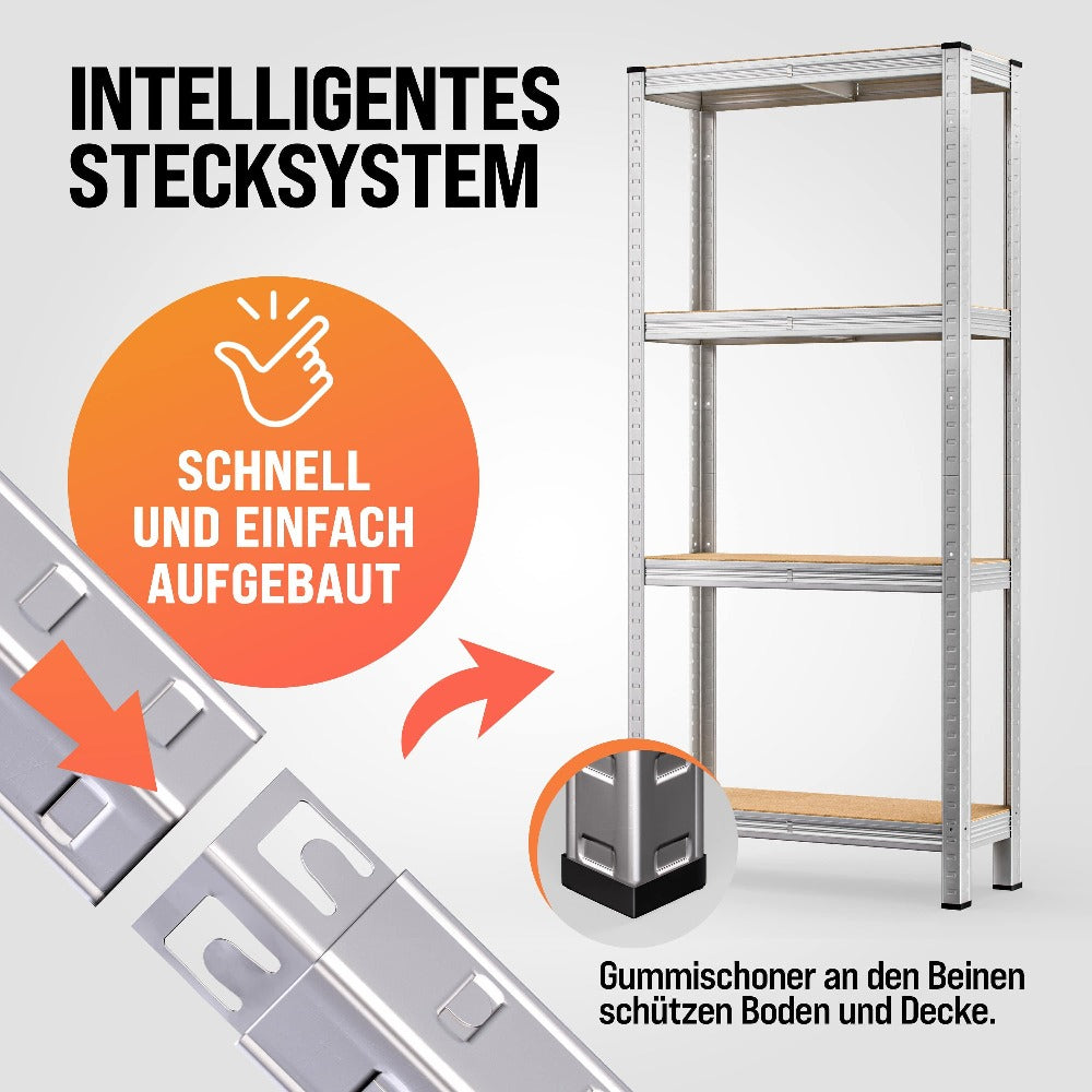 MONZANA® Estantería Robusta 2x 170x75x30cm 560kg 4 Estantes de MDF Almacenamiento Rack Sótano Tablero Perforado Taller