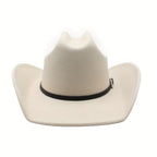Sombrero Vaquero Unisex: Sombrero de Fieltro de Ala Ancha Clásico para Exteriores con Hebilla - Unisex