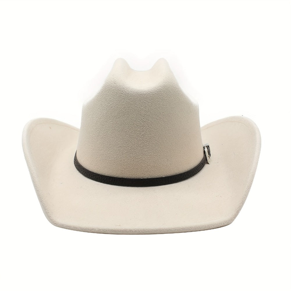 Sombrero Vaquero Unisex: Sombrero de Fieltro de Ala Ancha Clásico para Exteriores con Hebilla - Unisex